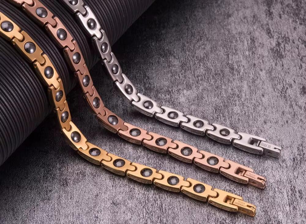 Bracelet Magnétique En Argent Vintage Avec Aimants - Marque Pat Fabriqué En France | Neuf