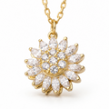 Collier anti-stress rotatif doré, pendentif fleur en cristaux taille marquise qui tourne