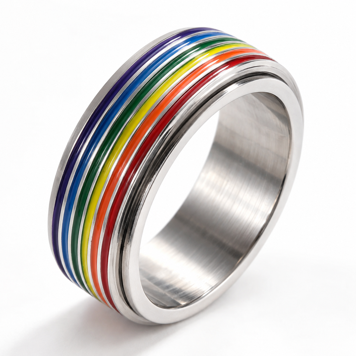Photo principale de la bague anti-stress anneau tournant Arc-En-Ciel.