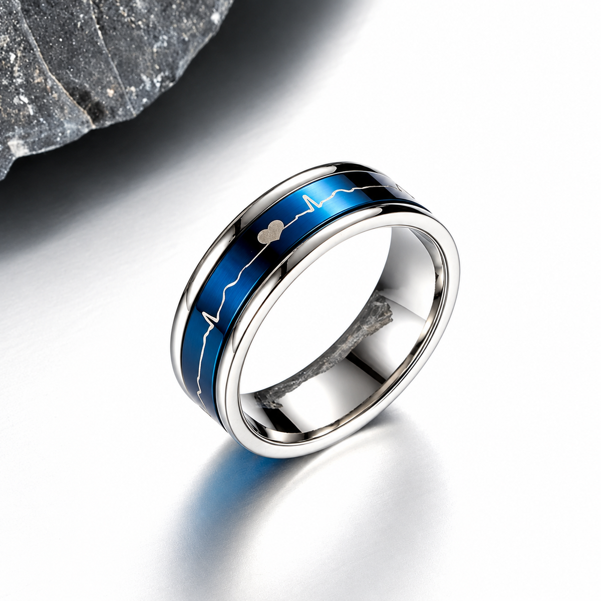 Bague anti-stress anneau tournant Battement Cœur