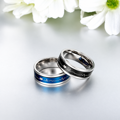 Deux bague anti-stress à anneau tournant Battement de Cœur.