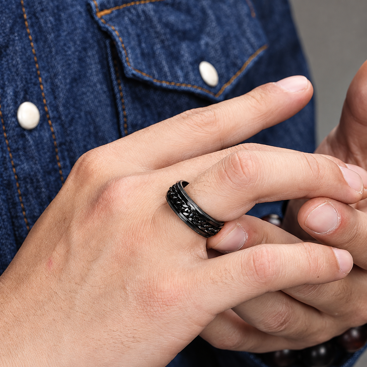Bague anti-stress anneau tournant Blackchaîne