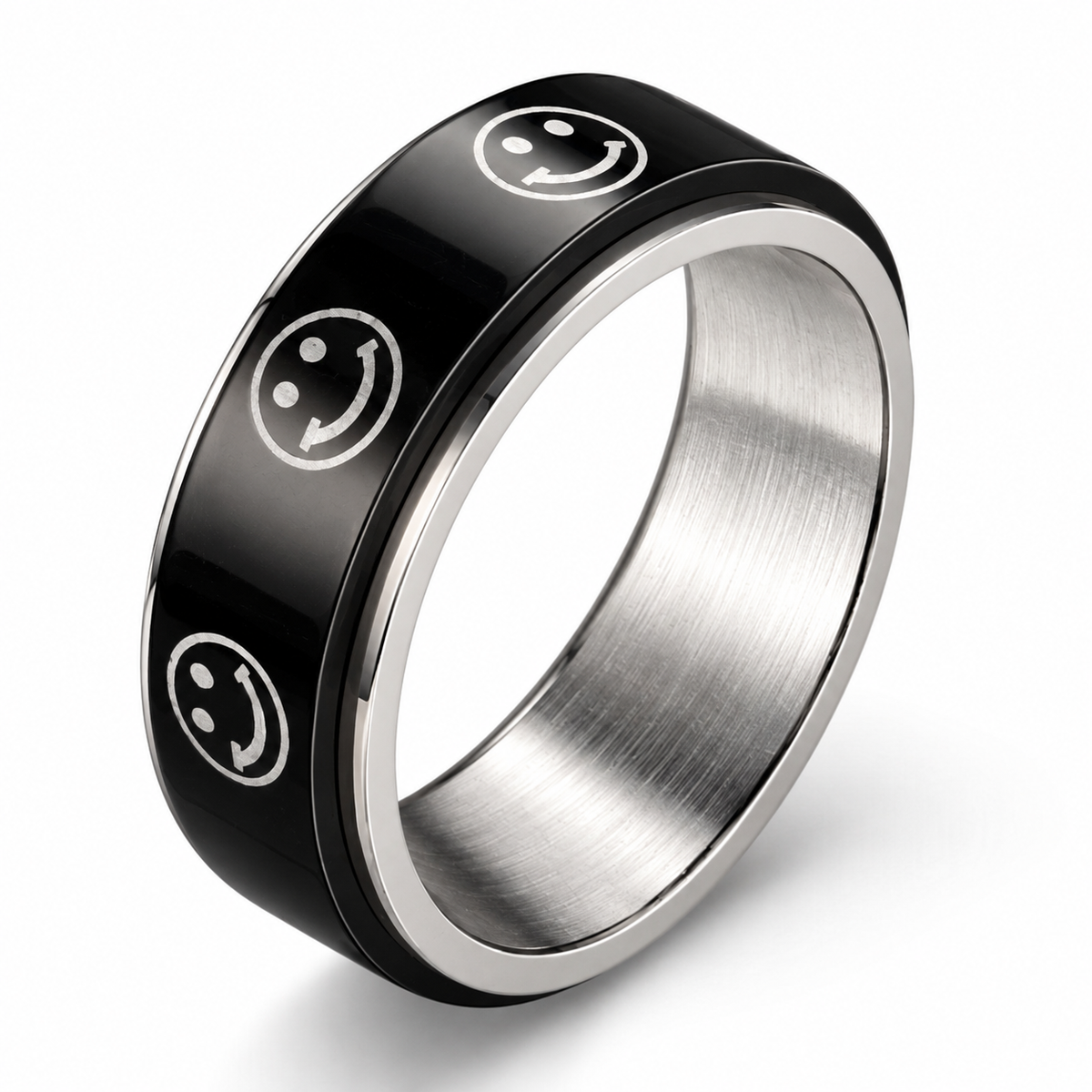 Photo principale de la bague anti-stress anneau tournant BlackSmile.