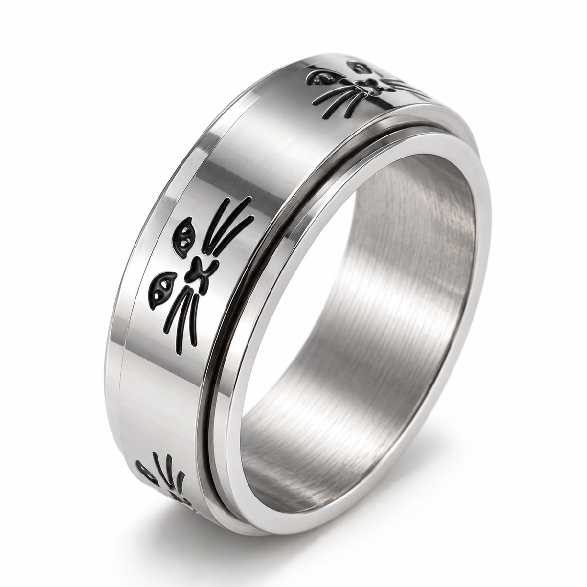 Photo principale de la bague anti-stress anneau tournant Chat.