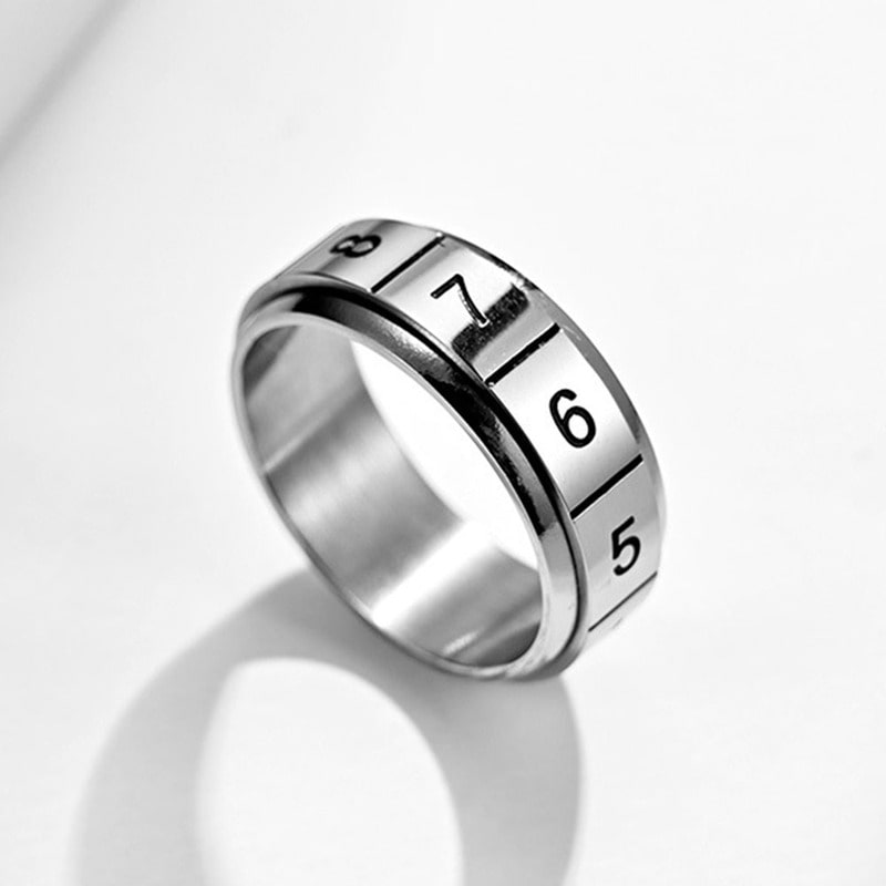 Bague anti-stress anneau tournant Chiffre couleur argenté