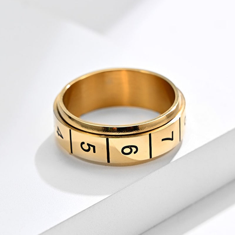 Bague anti-stress anneau tournant Chiffre couleur dorée