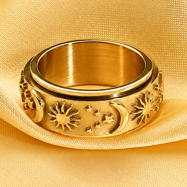 Bague anti-stress anneau tournant Circadien en coloris doré.