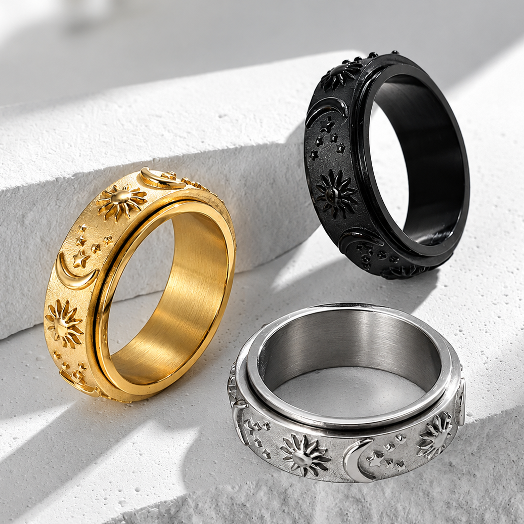 Toutes les couleurs disponibles pour la bague anti-stress anneau tournant Circadien.