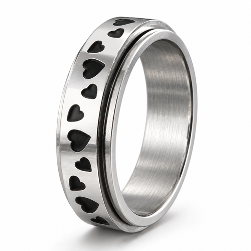 Photo principale de la bague anti-stress anneau tournant Cœur.