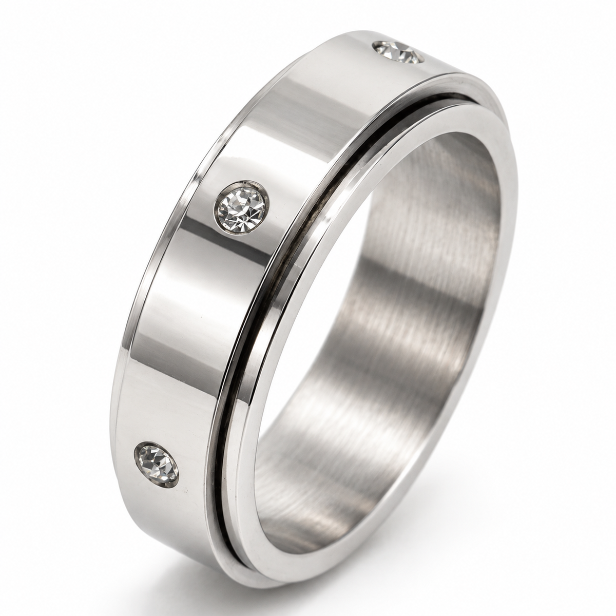 Photo principale de la bague anti-stress anneau tournant Cristal.