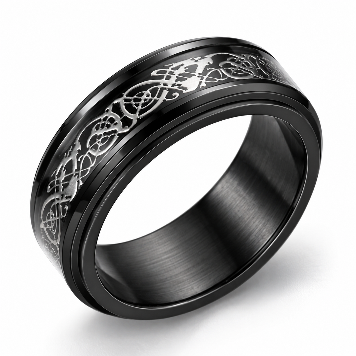 Photo principale de la bague anti-stress anneau tournant Dragon Nocturne.