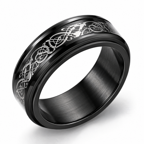 Photo principale de la bague anti-stress anneau tournant Dragon Nocturne.