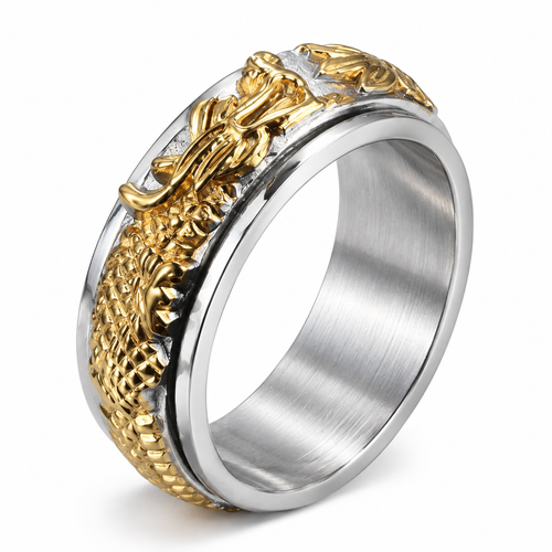 Photo principale de la bague anti-stress anneau tournant Dragon.