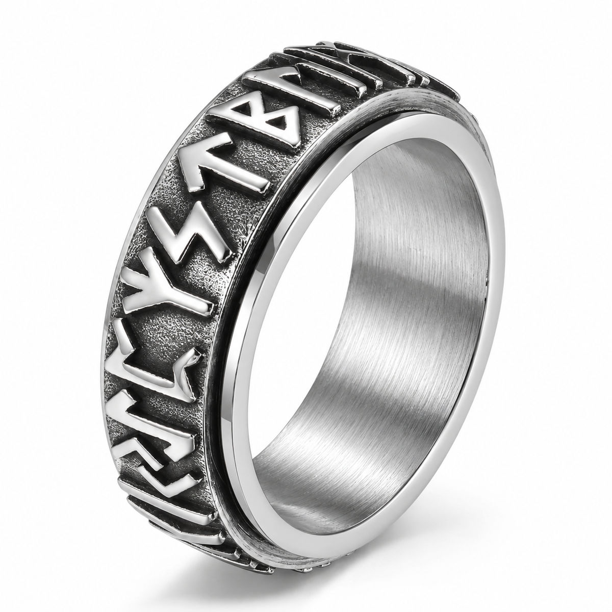 Photo principale de la bague anti-stress anneau tournant Écriture Viking.