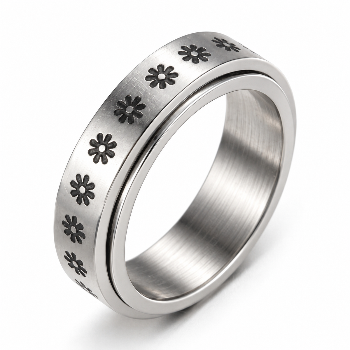 Photo principale de la bague anti-stress anneau tournant Fleur.