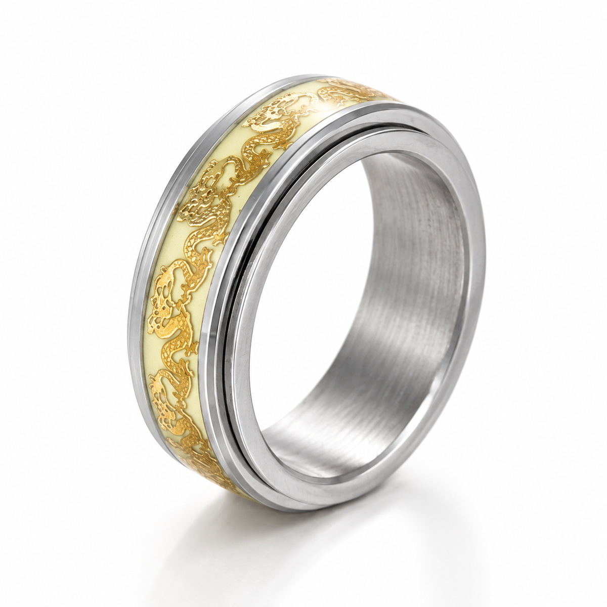 bague anti stress anneau tournant fluo dragon aimant