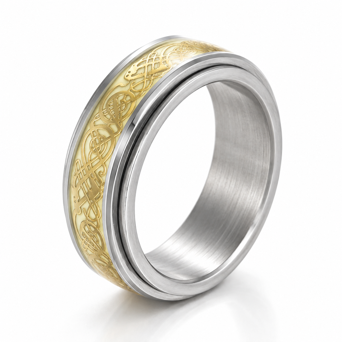 bague anti stress anneau tournant fluo dragon luisant