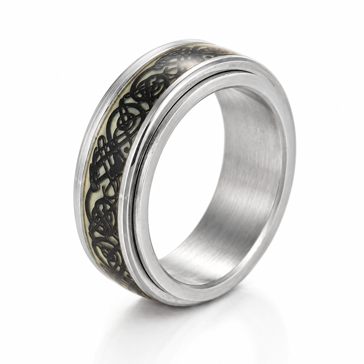 bague anti stress anneau tournant fluo dragon sombre