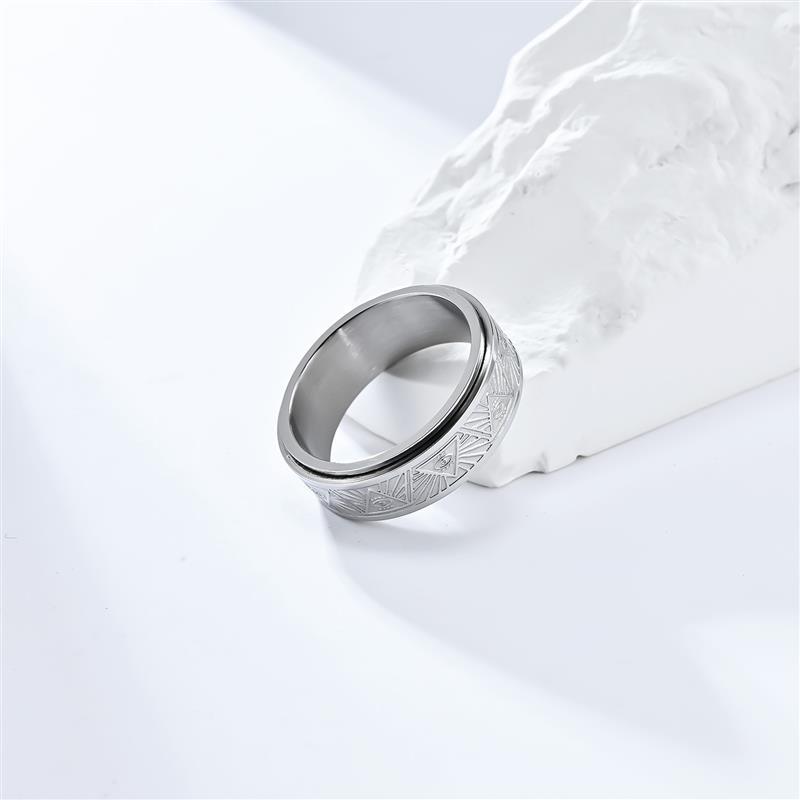Bague anti-stress anneau tournant Œil Omniscient couleur argenté