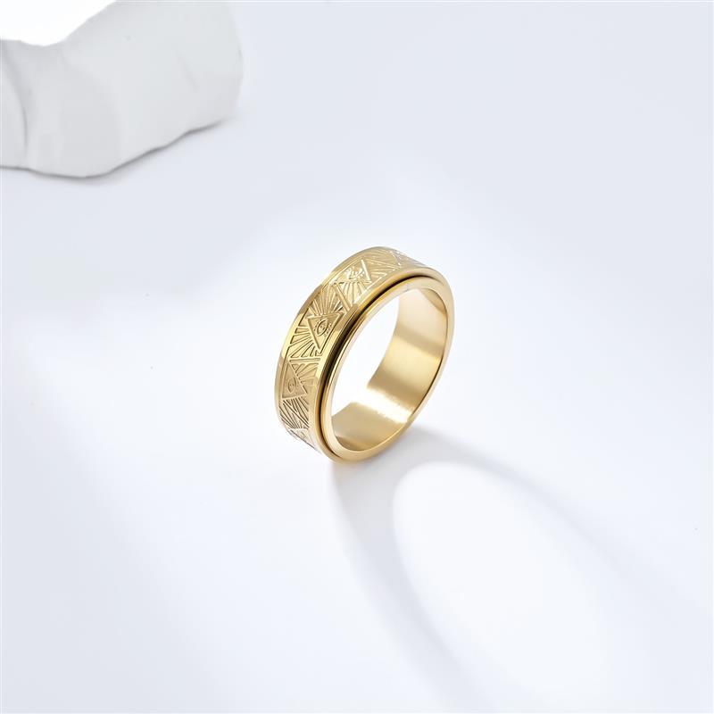 Bague anti-stress anneau tournant Œil Omniscient couleur doré