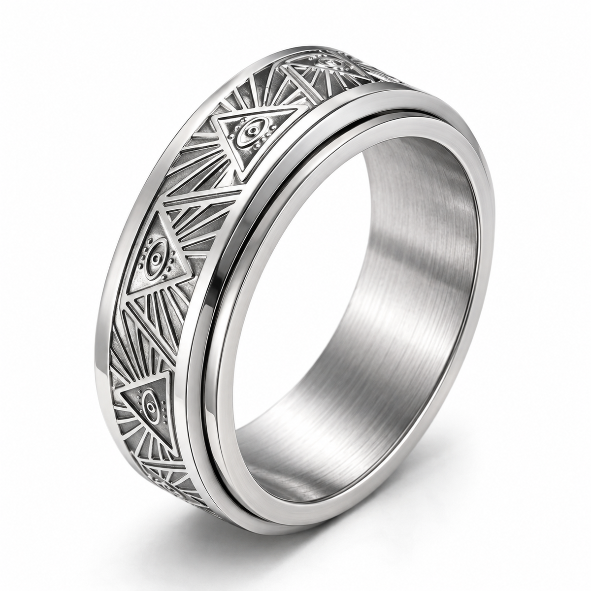 Photo principale de la bague anti-stress anneau tournant Œil Omniscient.