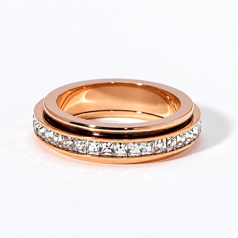Bague anti-stress anneau tournant Orné couleur doré
