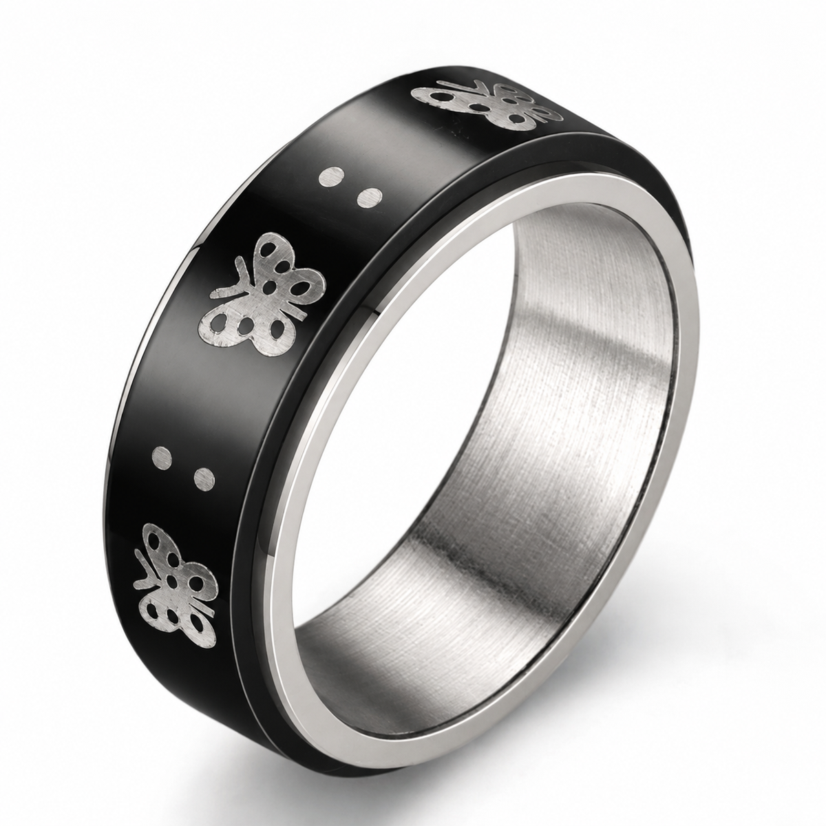 Photo principale de la bague anti-stress anneau tournant Papillon.