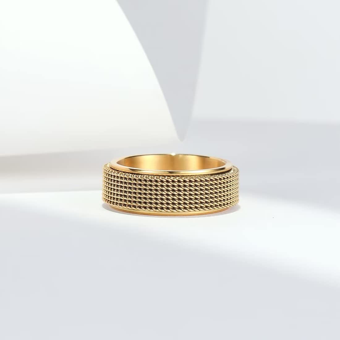 Bague anti-stress anneau tournant Punk couleur dorée
