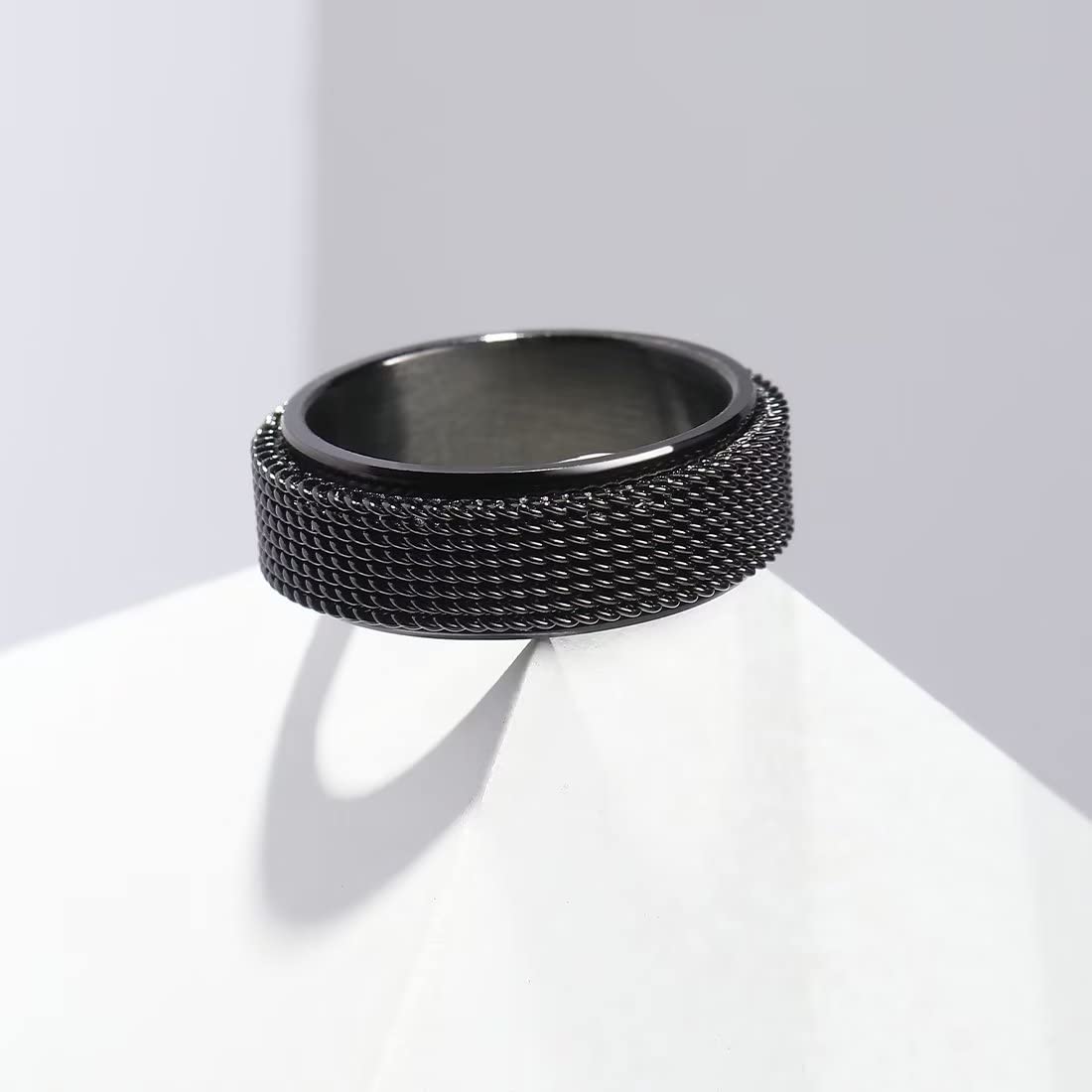 Bague anti-stress anneau tournant Punk couleur noire