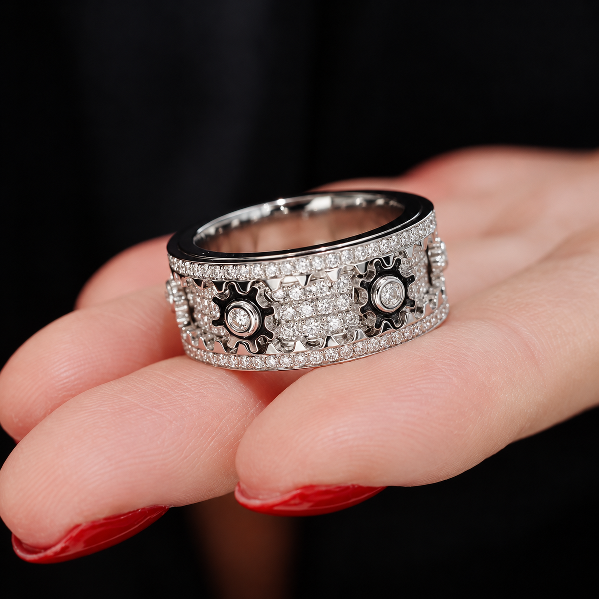 Photo de la bague anti-stress anneau tournant Rouage Éternel.