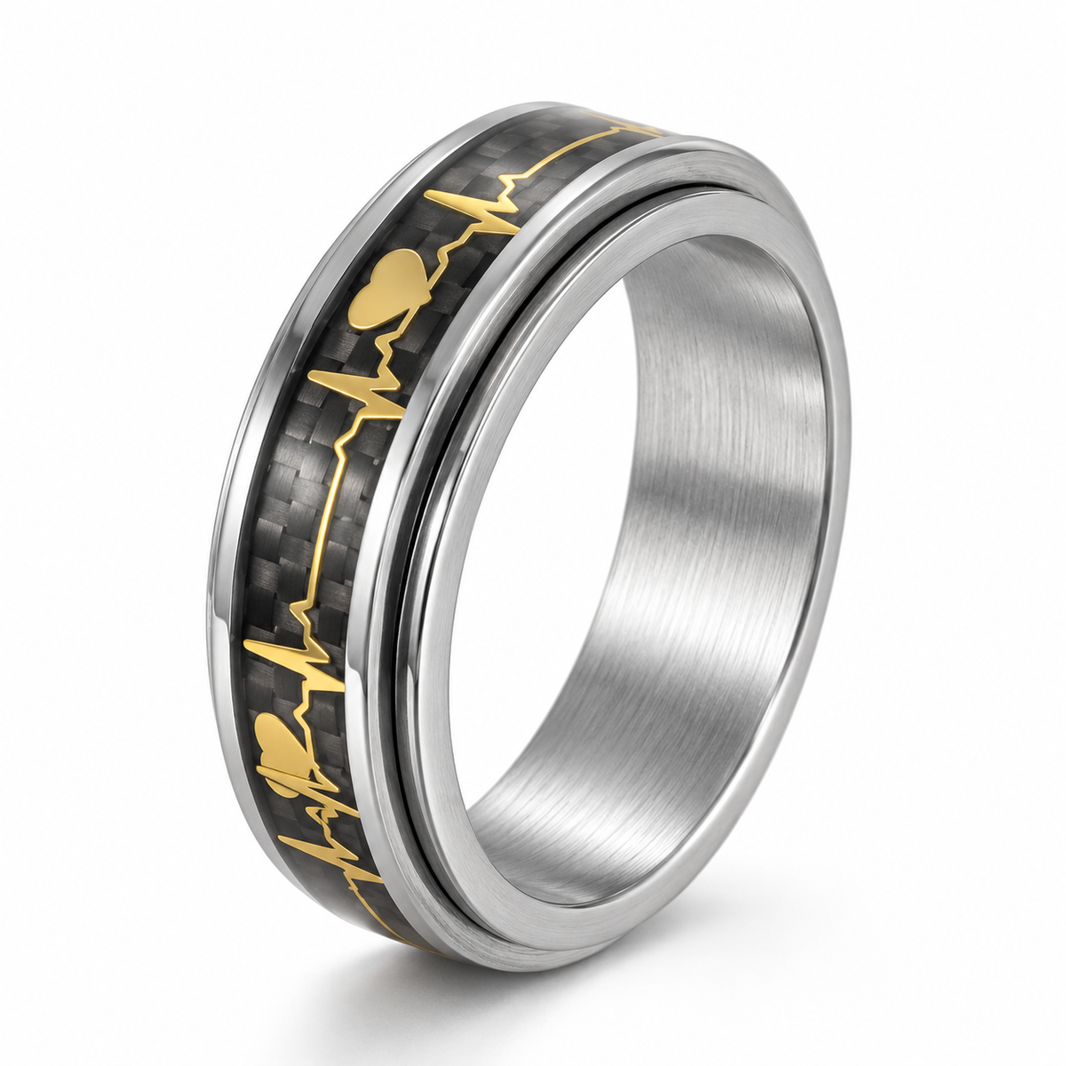 Photo principale de la bague anti-stress anneau tournant Rythme Cardiaque.