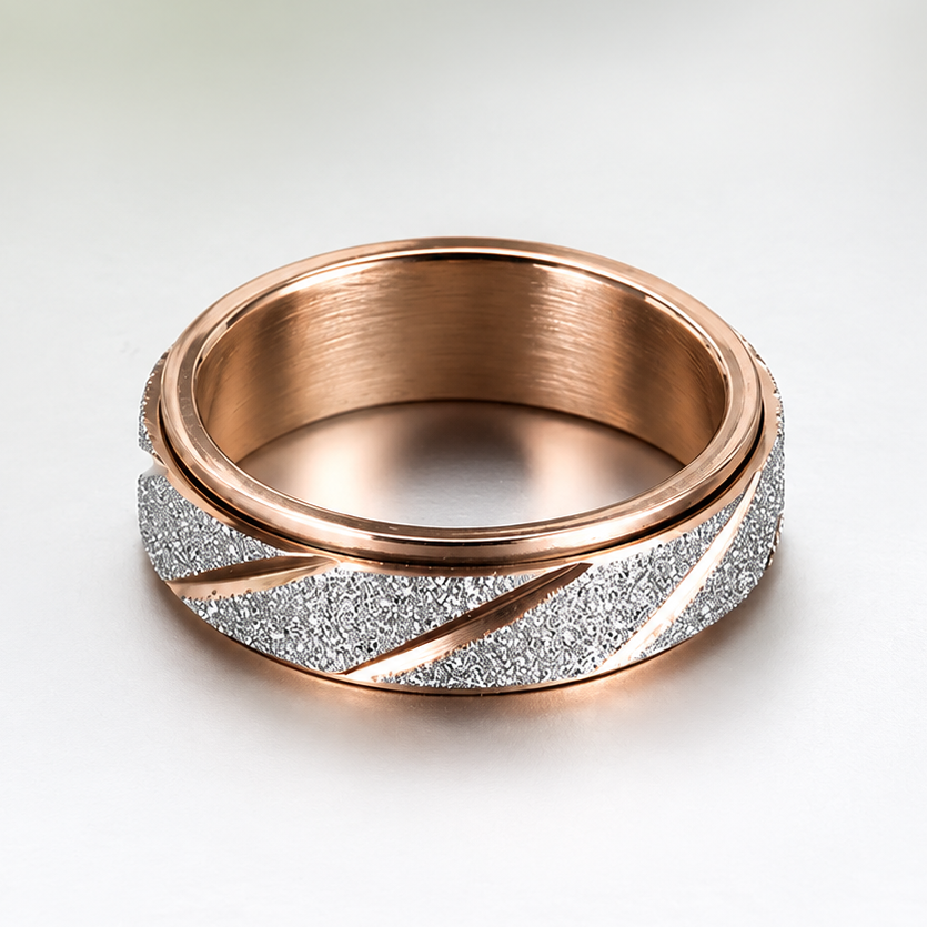 Bague anti-stress à anneau tournant Strie couleur rose gold