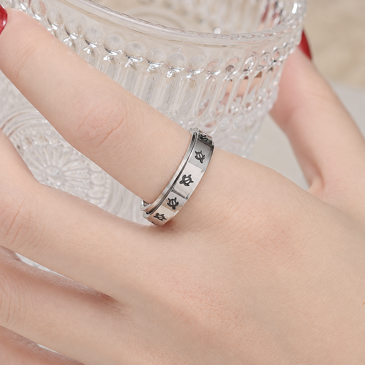 Bague anti-stress anneau tournant Tortue