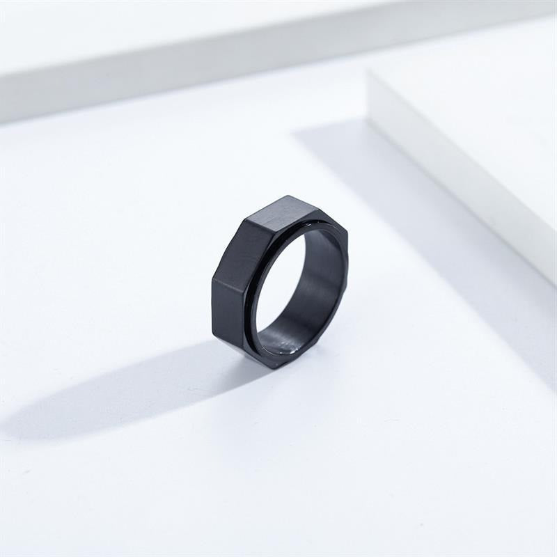 Bague anti-stress anneau tournant Vintage en coloris noir.