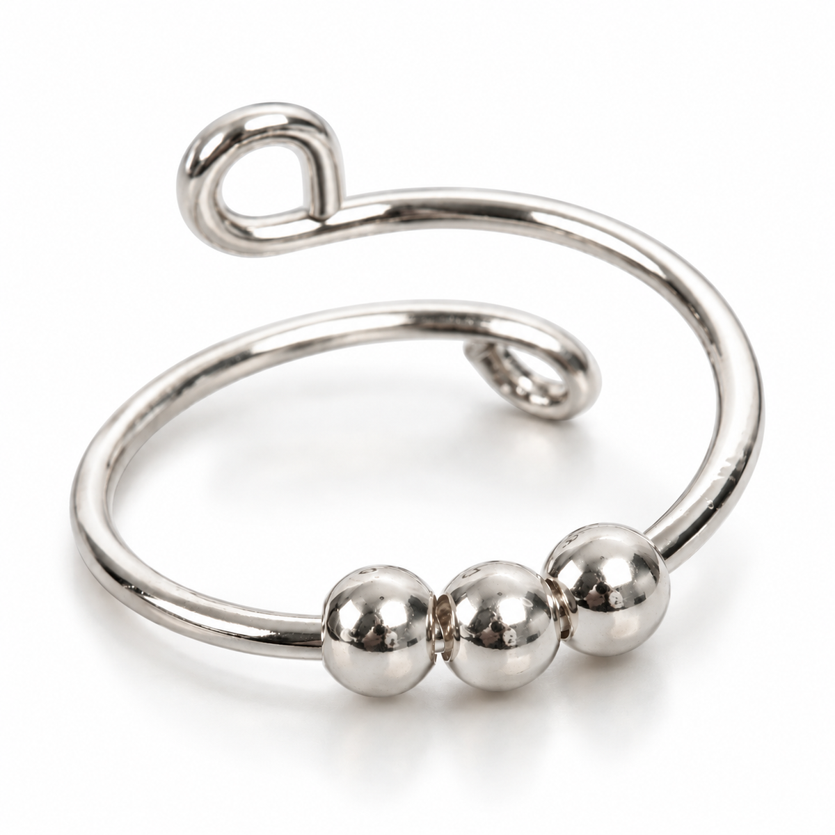 Bague anti-stress bille Cercle Design en coloris argenté.