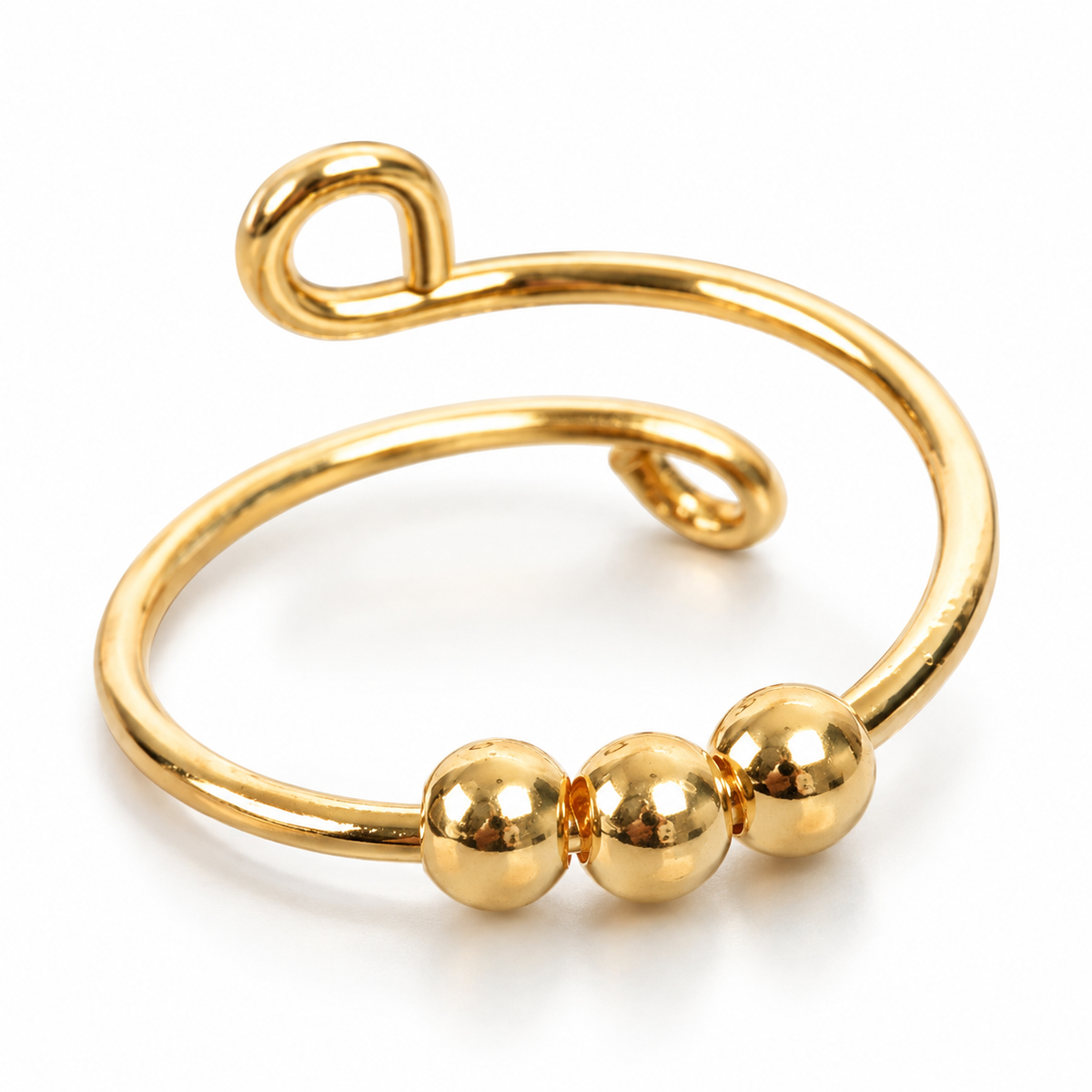 Bague anti-stress bille Cercle Design en coloris doré.