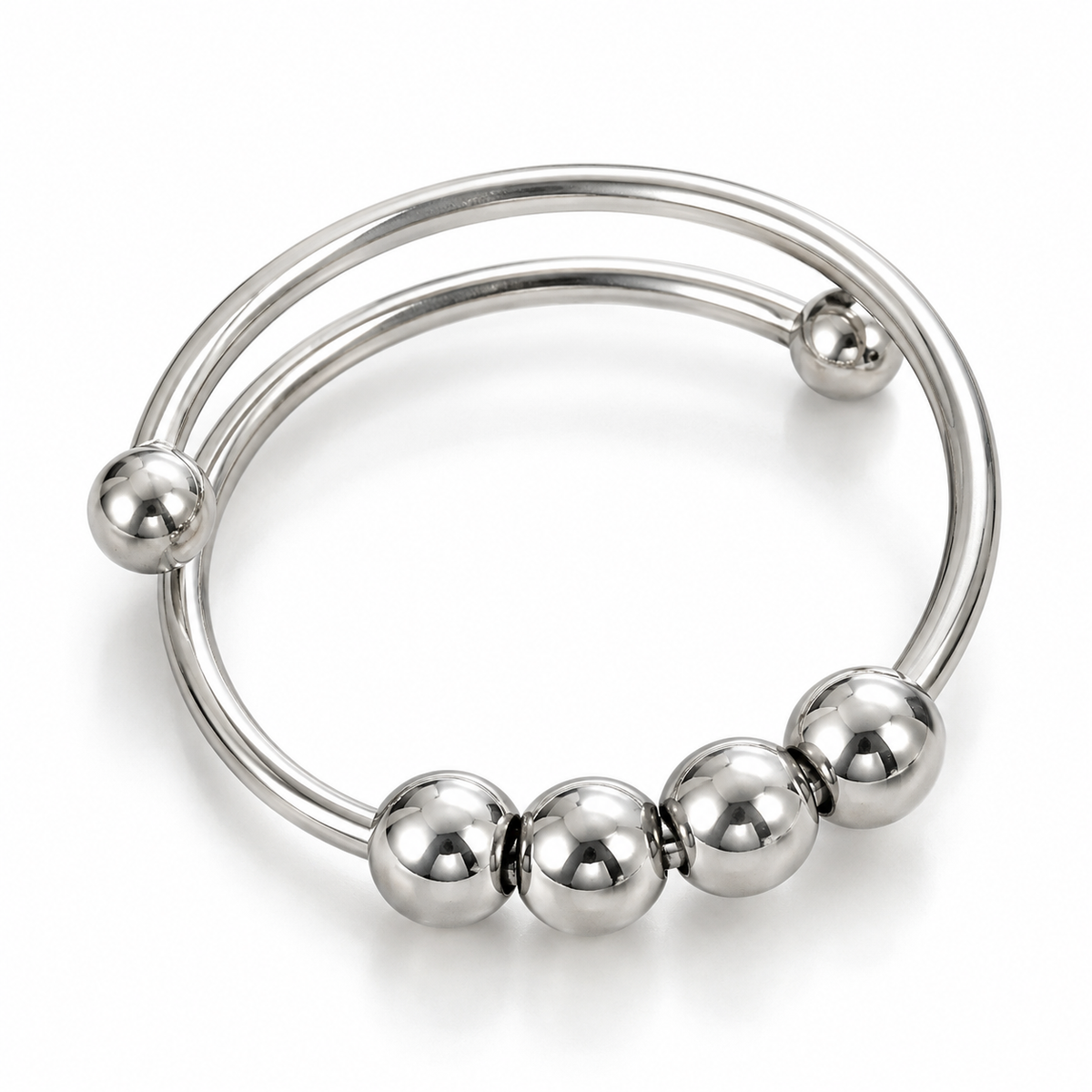 Bague anti-stress bille Cercle Simple en coloris argenté.