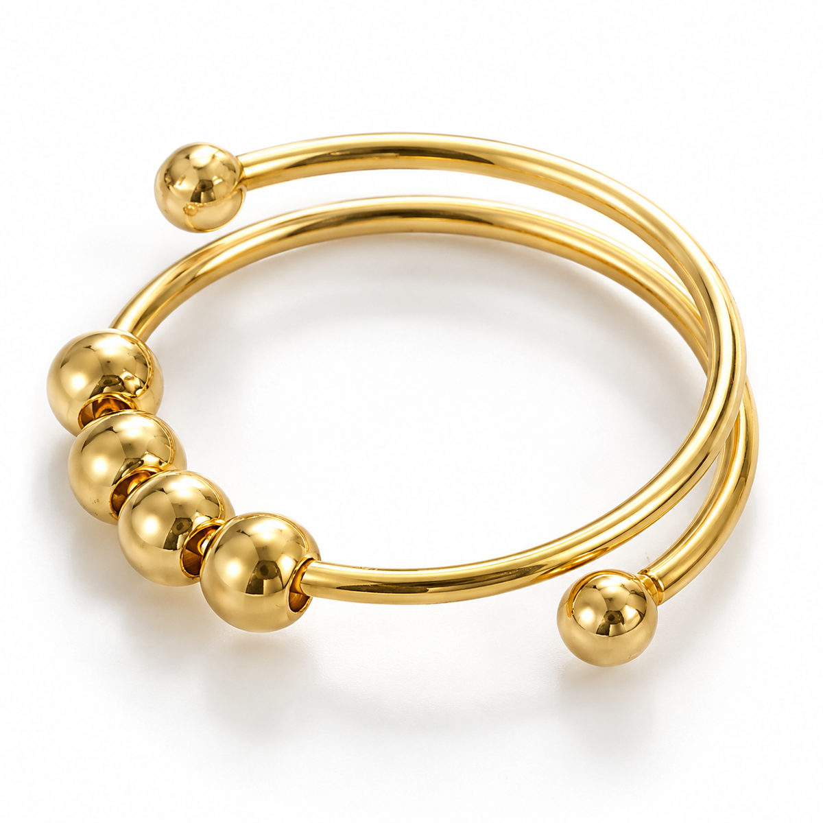 Bague anti-stress bille Cercle Simple en coloris doré.