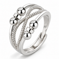 Bague anti-stress bille Croix, anneaux croisés à rang perlé, billes et rondelles mobiles