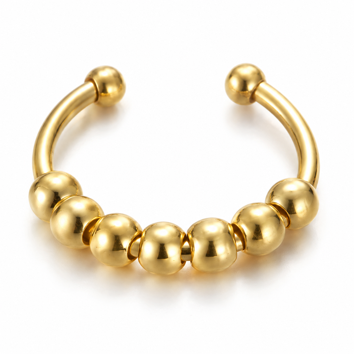 Bague anti-stress bille Demi-Cercle en coloris doré.