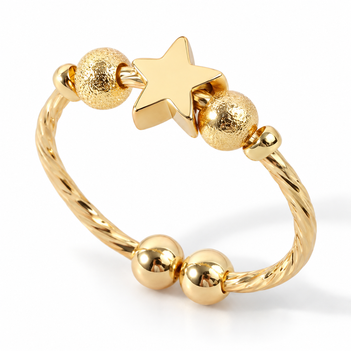 Bague anti-stress bille Étoile en coloris doré.