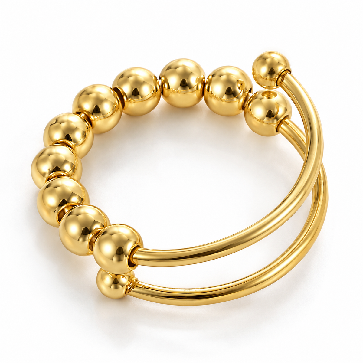 Bague anti-stress bille Minimaliste en coloris doré.