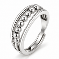 Bague anti-stress bille Perlé Centré, anneau large ciselé avec rangée centrale de billes