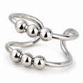 Bague anti-stress bille Symétrie, double anneau ondulé en miroir, trois billes sur chaque rang