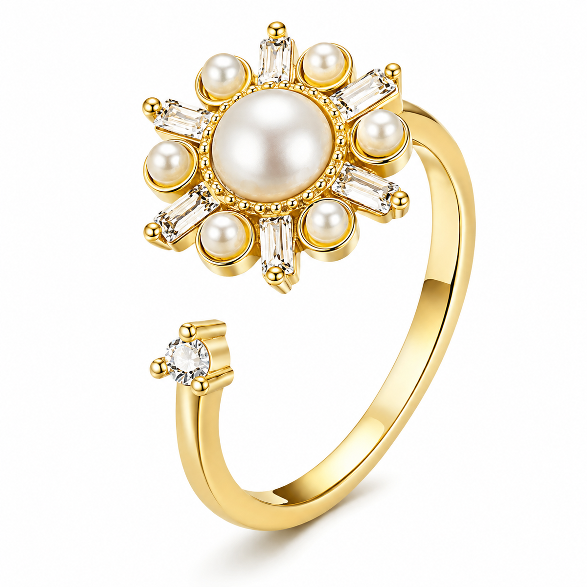 Bague anti-stress rotative Astre en coloris doré.