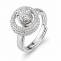 Bague anti-stress rotative Charme, spirale pavée autour d’un bouquet de pierres