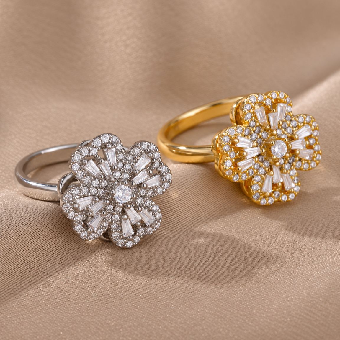 Toutes les couleurs disponibles pour la bague anti-stress rotative Cœur Fleuri.