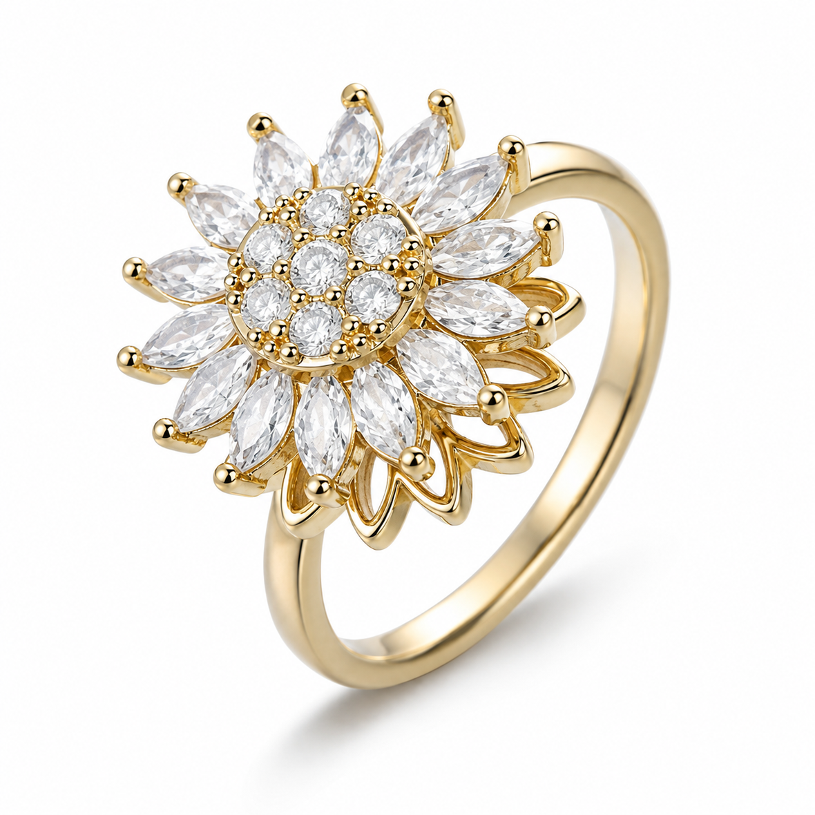 Bague anti-stress rotative Dahlias
