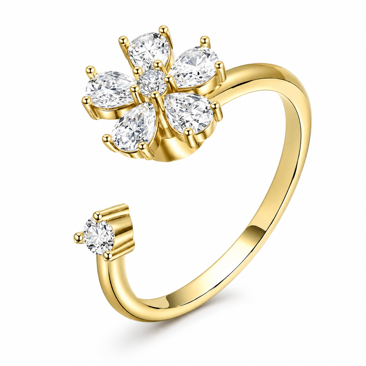 Bague anti-stress rotative Fleur Cristal