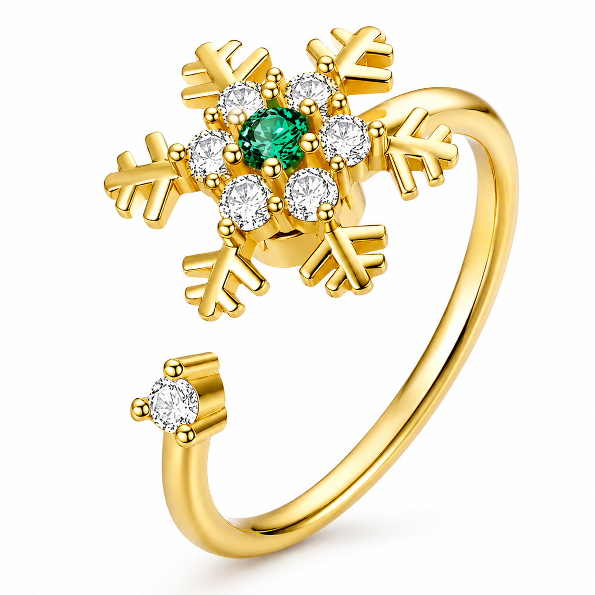Bague anti-stress rotative Flocon en coloris doré.